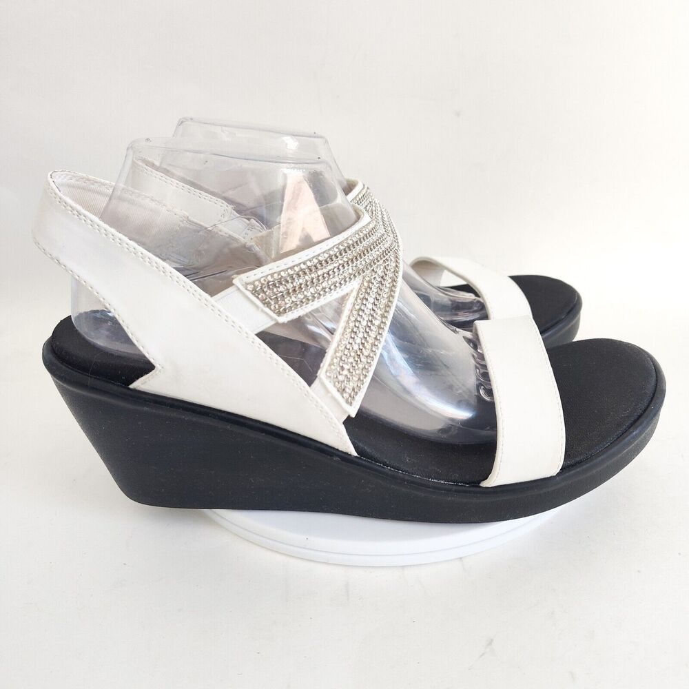 Skechers Sandals Size 11 Rumble On Dreamy Days Rhinestones White Comfort‎ Shoes